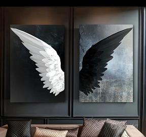Stampa su tela moderna di ali angeli bianco e nero
