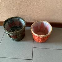 2 cestini, porta piante, fiori