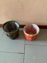 2 cestini, porta piante, fiori