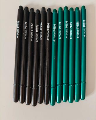 Set da Nr. 12 Penne tratto Pen (6 nere e 6 verdi)