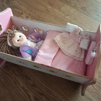 Bambola di Pezza e Culla in legno