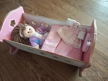 Bambola di Pezza e Culla in legno