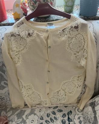 Cardigan panna con inserti in pizxo