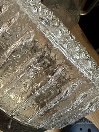 Plafoniera vetro lavorato butterato, fascia rame