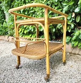 Carrello portavivande anni 50/60 vintage vimini