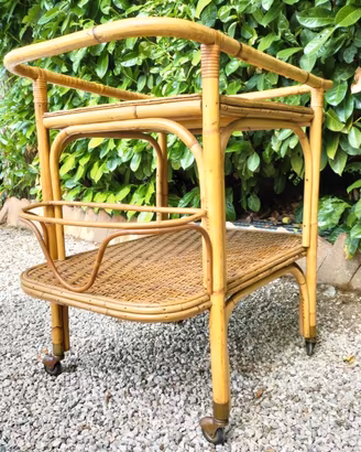 Carrello portavivande anni 50/60 vintage vimini