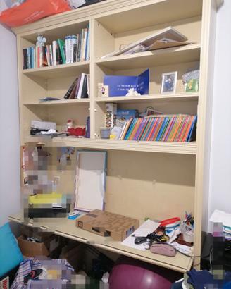 Libreria con Scrivania (Top in Vetro)