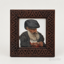 D. Montixi uomo sardo con pipa su ceramica