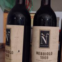 Vino nebbiolo alba nicolello due bottiglie 1969