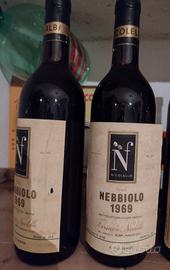 Vino nebbiolo alba nicolello due bottiglie 1969