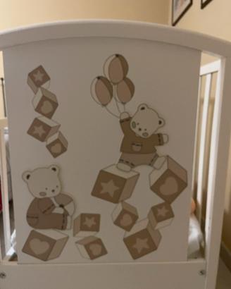 Lettino Mibb bambini bianco con 4 ruote 128x66