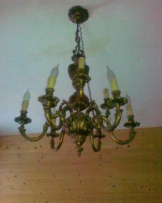 Coppia di Lampadari Antiquariato Bronzo