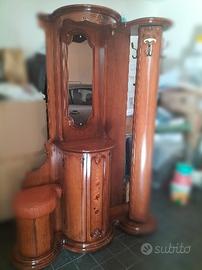 Mobile ingresso in legno con specchio e seduta