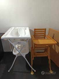 Vaschetta e Seggiolone di legno