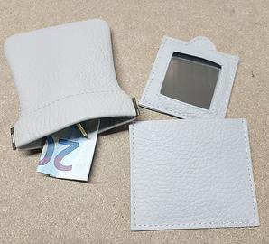 Set in Vera Pelle  Specchio + Portamonete