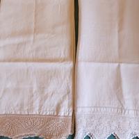 2 Asciugamani lino bordo uncinetto 