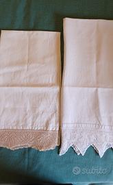 2 Asciugamani lino bordo uncinetto 