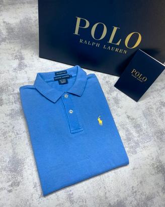 Polo T-Shirt Ralph Lauren Donna Celeste/Giallo (S)