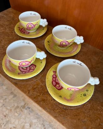 Thun set 4 tazze cappuccino nuove in porcellana