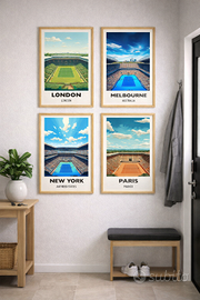 Set 4 Poster Tennis – I 4 Grand Slam cartonati