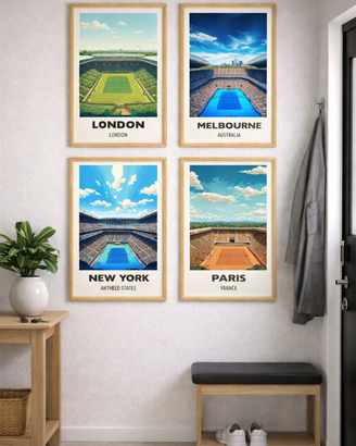 Set 4 Poster Tennis – I 4 Grand Slam cartonati