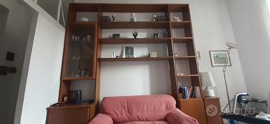 libreria a ponte con divano letto