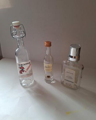 Per collezionisti: 3 bottigliette vuote di grappe 