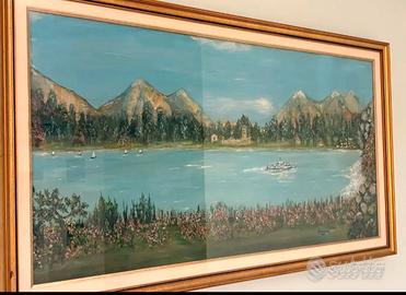 Dipinto Olio su tela XX secolo Cornice Oro