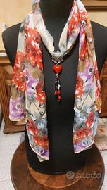 sciarpa gioiello pendaglio cuore  ferma foulard