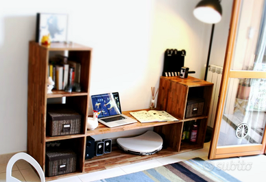 Libreria/Mobile TV in Vero Legno Massiccio