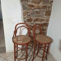 2 sgabelli in legno e bambù 