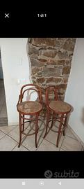 2 sgabelli in legno e bambù 