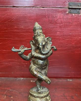 Ganesha Danzante che Suona il Flauto (20x8 cm)
