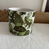 Vaso in ceramica bianca con decoro botanico - 13x1