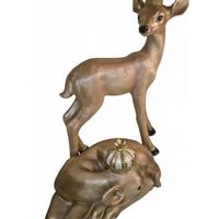 Coppia Statuette Decorative Reali Cerbiatti 