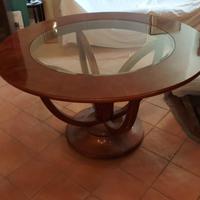 Tavolo tondo legno e cristallo