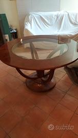 Tavolo tondo legno e cristallo