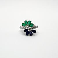 Anello oro18 kt diamanti smeraldo