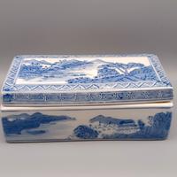 Scatola in Porcellana Cinese Bianco e Blu Qinghua