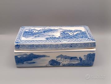 Scatola in Porcellana Cinese Bianco e Blu Qinghua
