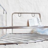 Cesto porta oggetti angolare con ventose per bagno