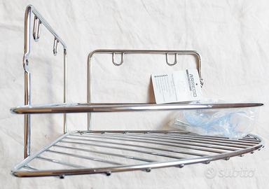 Cesto porta oggetti angolare con ventose per bagno