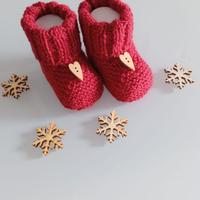 Scarpine neonato natalizie rosse in lana