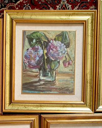 3 Quadri fiori- olio su tela Carmine Iannone