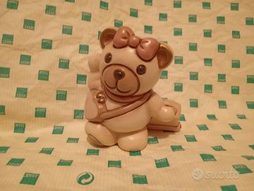Teddy lei Thun in partenza con valigia e borsa
