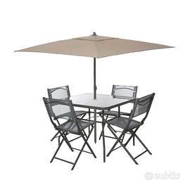 Set giardino Kasanova tavolo 4 sedie + ombrellone