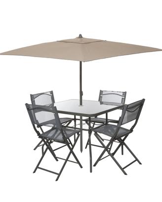 Set giardino Kasanova tavolo 4 sedie + ombrellone