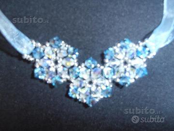 Collana in raso con cristalli Swarovski 6mm