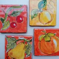 4 mattonelle di ceramica artigianali