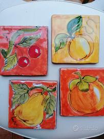 4 mattonelle di ceramica artigianali